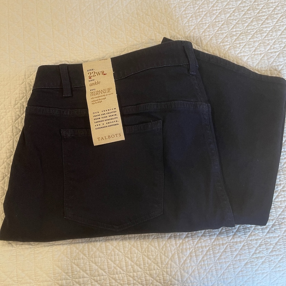 New with Tag Talbots Plus Sz 22 Womens Petite Ankle Jean Dark Blue